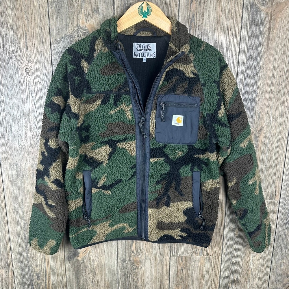 Carhartt WIP Prentis Liner Fleece Jacket Camo Full Zip Outdoor Mens Size XS